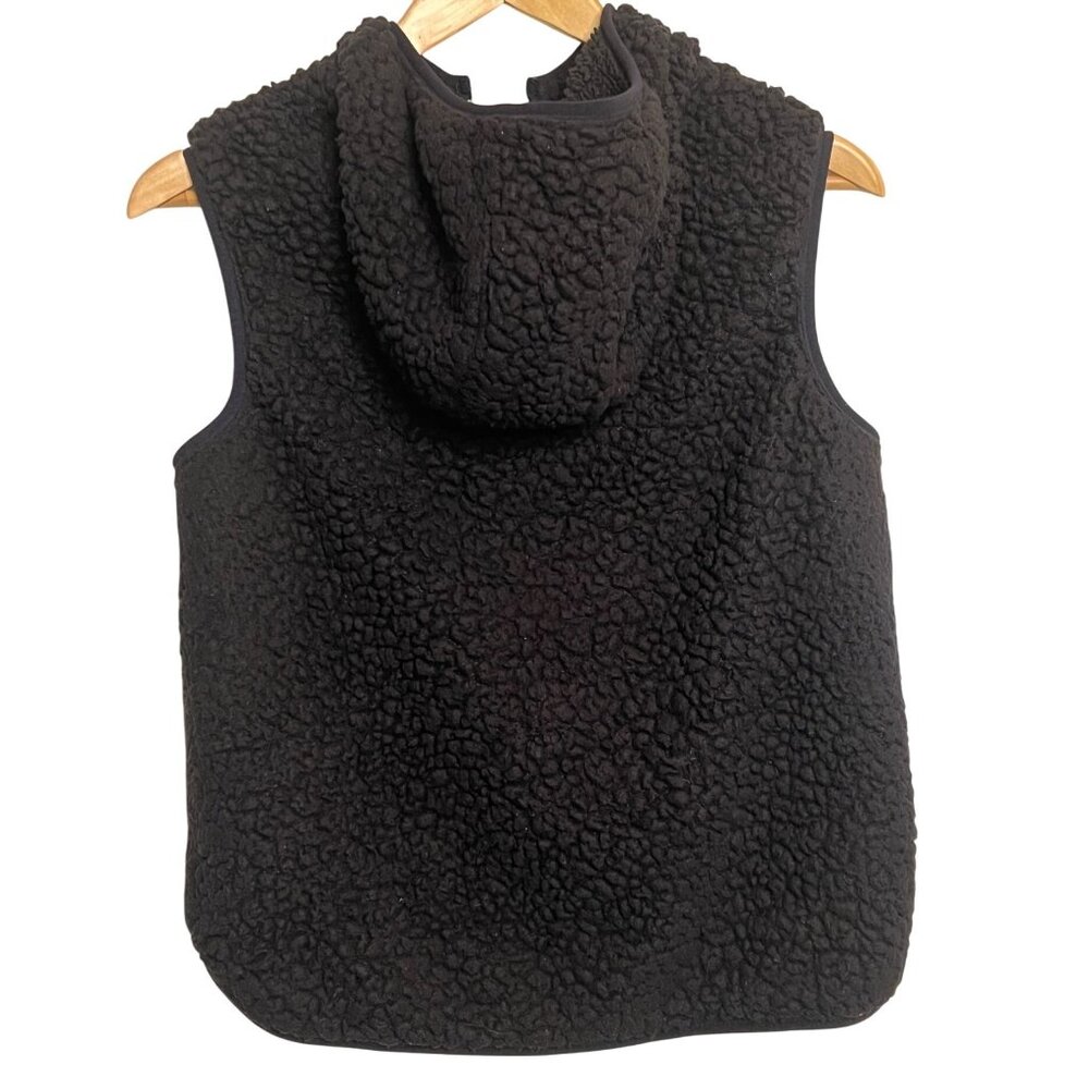 Weatherproof Vintage Black Sherpa-Lined Hooded Vest Small Full Zip Pockets - Picture 2 of 15